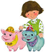 Girl and Piggy Banks